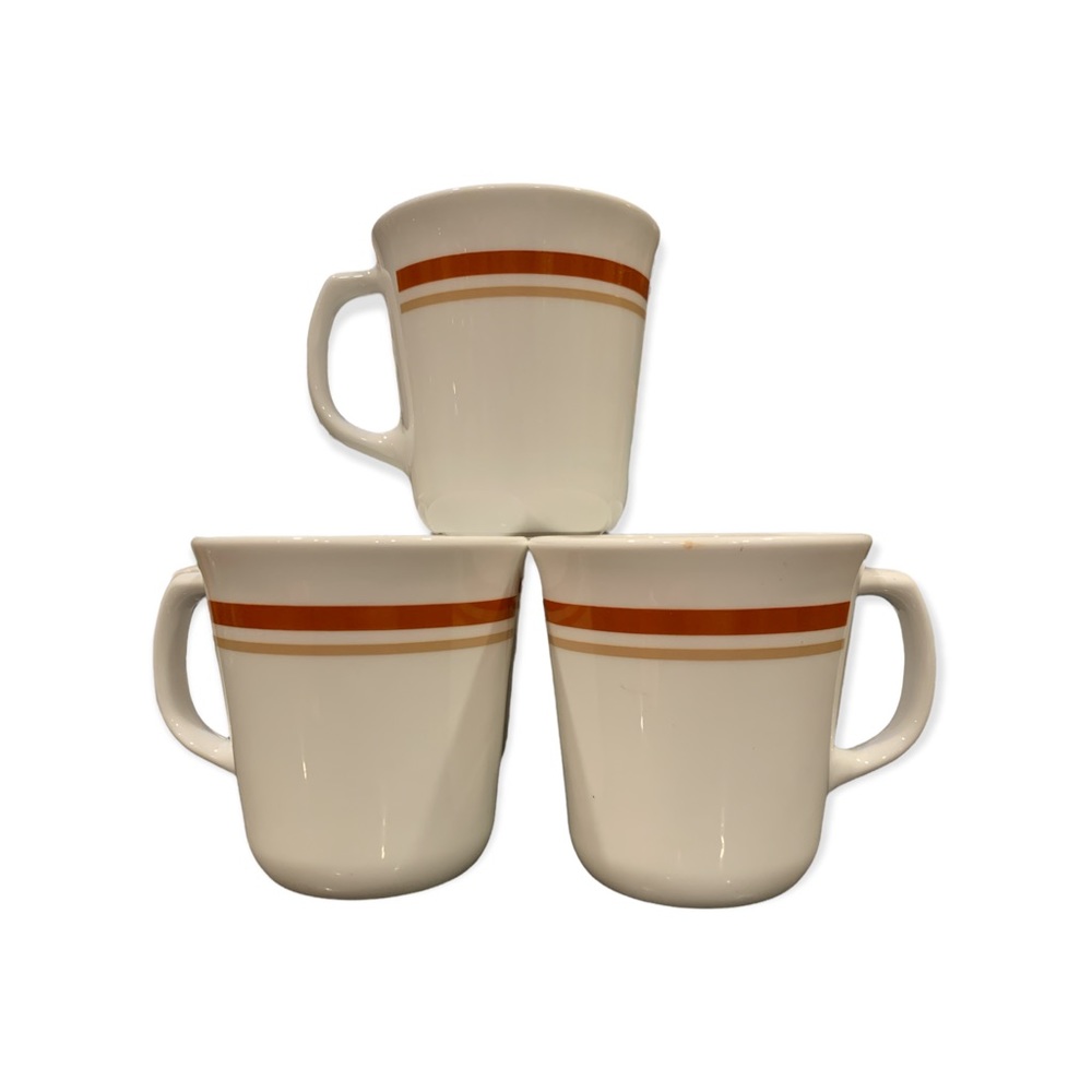 5 piece set Vintage Corning USA 60’s 70’s striped mugs
